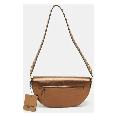 Burberry Bronze Leather Small Studded Olympia Shoulder Bag