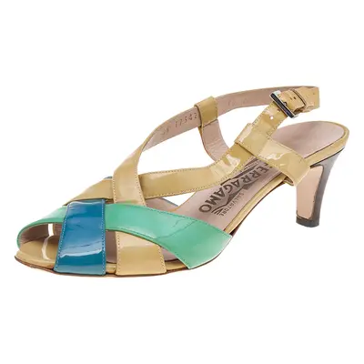 Salvatore Ferragamo Multicolor Patent Leather Sandals Size