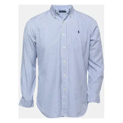 Ralph Lauren White/Blue Striped Cotton Full Sleeve Shirt