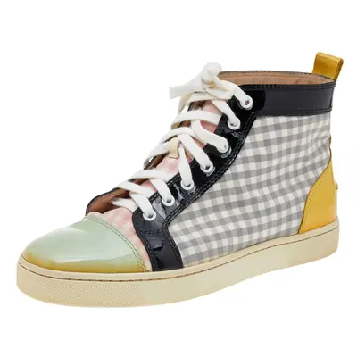 Christian Louboutin Multicolor Patent Leather and Tartan Louis Flat High Top Sneakers Size