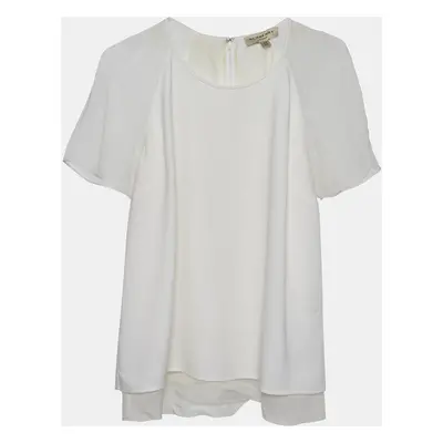 Burberry White Crepe Short Sleeve Top