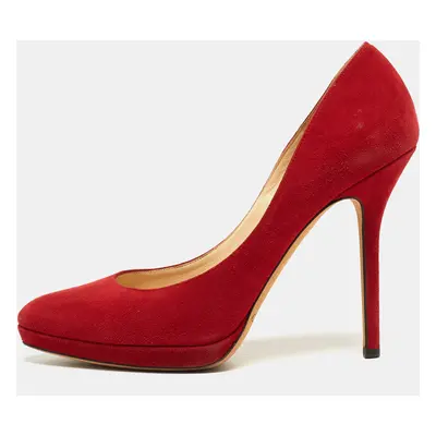 Jimmy Choo Red Suede Aimee Platform Pumps Size