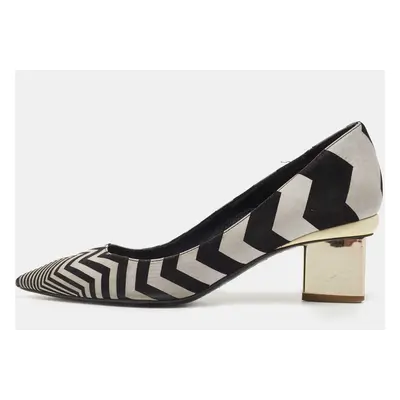 Nicholas Kirkwood Black/Grey Zigzag Print Suede Pumps Size 37.5