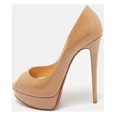 Christian Louboutin Beige Patent Leather Lady Peep Pumps Size