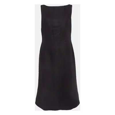 Valentino Miss V Black Linen V-Neck Sleeveless Sheath Dress