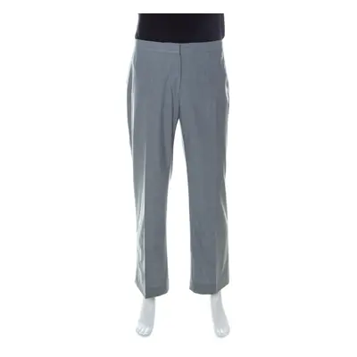 St. John Grey Wool Blend Straight Fit Trousers