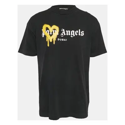 Palm Angels Black Heart Spray Paint Logo Print Jersey T-Shirt