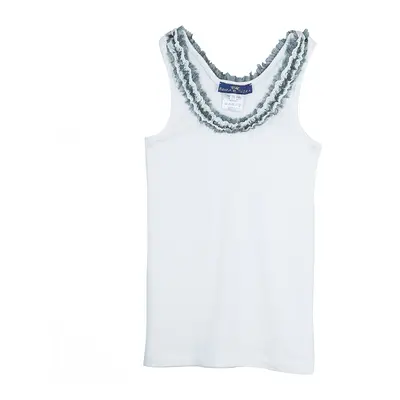 Roma e Tosca White Lace Trim Sleeveless Tshirt