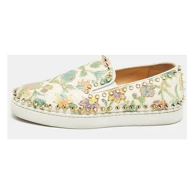 Christian Louboutin Multicolor Floral Print Python Pik Boat Sneakers Size