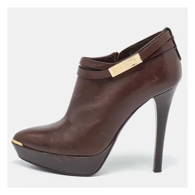 Burberry Brown Leather Platform Ankle Booties Size