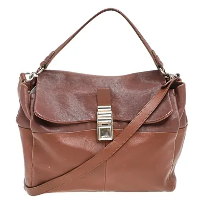 Lanvin Brown Leather Flap Shoulder Bag