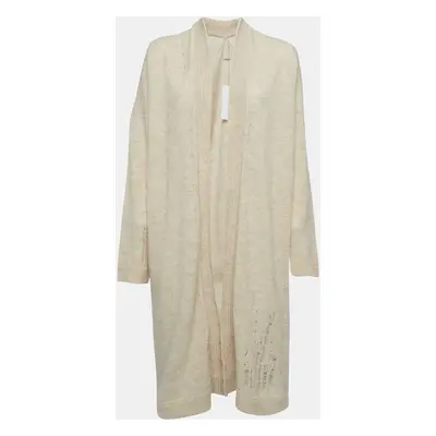 Zadig & Voltaire Beige Wool Blend Knit Ripped Style Long Cardigan M/L