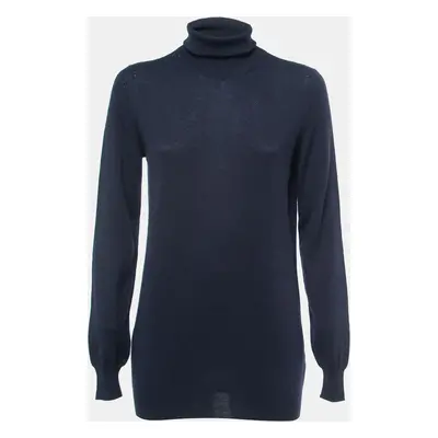 Loro Piana Navy Blue Cashmere Turtleneck Sweater