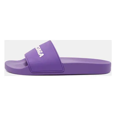 Balenciaga Purple/White Rubber Logo Pool Slides Size