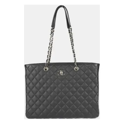 Chanel Black Quilted Caviar Timeless Shopping Tote Bag