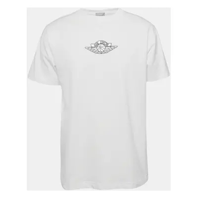 Dior Homme X Air Jordan White Embroidered Cotton Half Sleeve T-Shirt