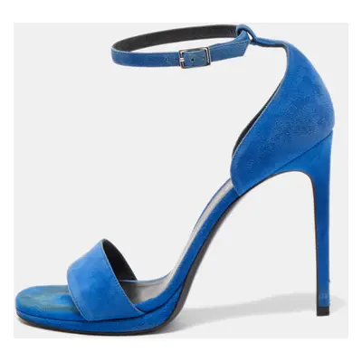 Saint Laurent Blue Suede Jane Sandals Size 38.5