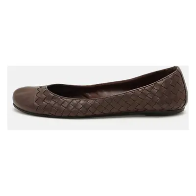 Bottega Veneta Brown Intrecciato Leather Ballet Flats Size