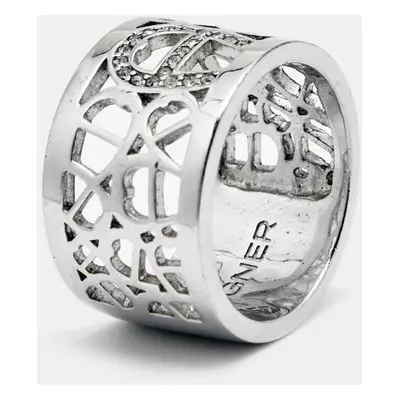 Aigner Crystals SIlver Tone Ring Size