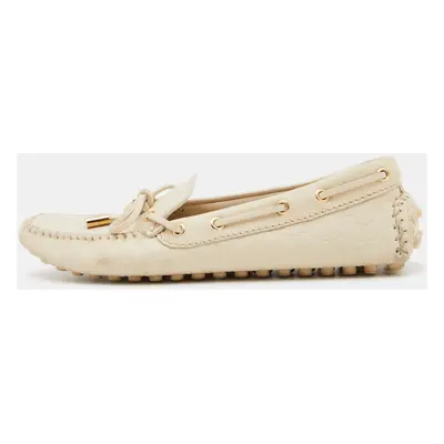 Louis Vuitton Cream Monogram Embossed Leather Gloria Loafers Size 35.5