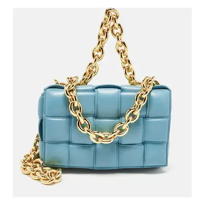 Bottega Veneta Blue Padded Leather Chain Cassette Shoulder Bag