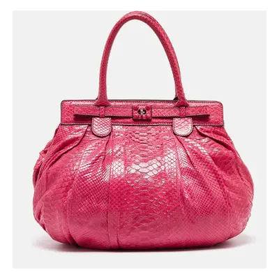 Zagliani Pink Python Puffy Hobo