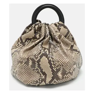 Loewe Brown/Beige Python Bounce Bucket Bag