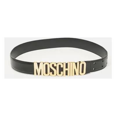 Moschino Black Leather Classic Logo Belt