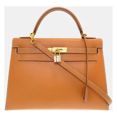 Hermes Natural Vache Kelly Handbag