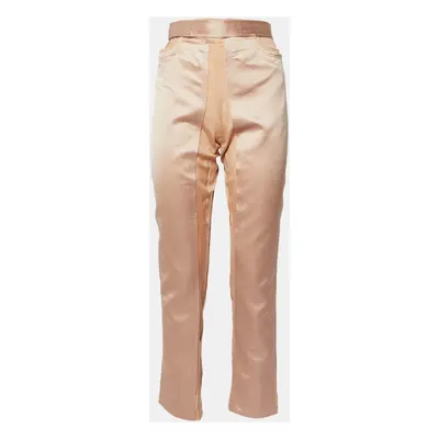 Gucci Nude Pink Silk Belt Detail Trousers