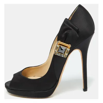 Jimmy Choo Black Satin Bow Pumps Size