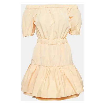 Maje Orange Crepe Tiered Mini Dress