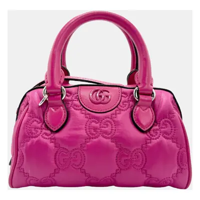 Gucci Pink Leather GG 'Love Parade' Matelassé Mini Bag w/ Strap