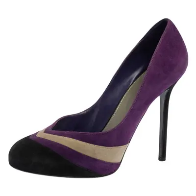 Sergio Rossi Tricolor Suede V Neck Pumps Size 39.5