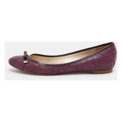 Dior Purple Cannage Leather Bow Ballet Flats Size 38.5