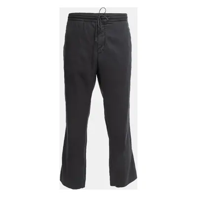 Z Zegna Black Cotton Blend Drawstring Waist Trousers XXL/Waist 37"