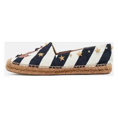 Dolce & Gabbana Blue/White Canvas Espadrille Flats Size