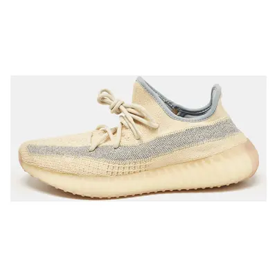 Yeezy x Adidas Beige/Blue Knit Fabric Boost V2 Linen Sneakers Size