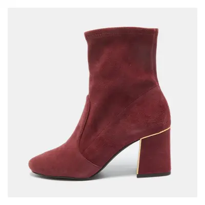 Tory Burch Burgundy Suede Zip Ankle Boots Size 36.5