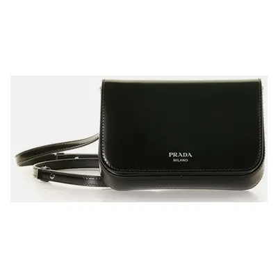 Prada Black Leather Logo Mini Shoulder Bag