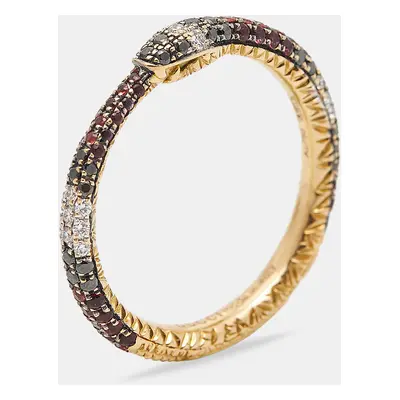 Gucci Ouroboros Multi Gemstone 18k Yellow Gold Ring Size