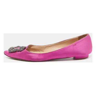 Manolo Blahnik Purple Satin Hangisi Ballet Flats Size 39.5