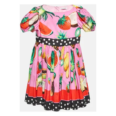 Dolce & Gabbana Kids Multicolor Fruits Print Cotton Dress Yrs