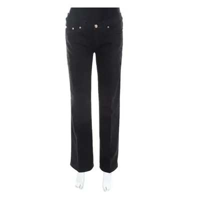 Roberto Cavalli Black Distressed Denim Low Rise Regular Fit Jeans