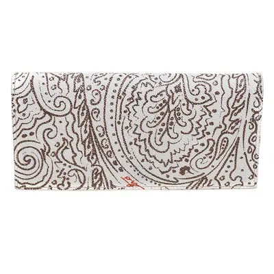 Etro White/Brown Paisley Print Coated Canvas Continental Wallet