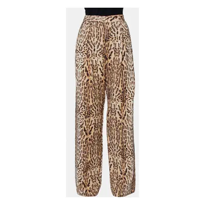 Adam Lippes Beige Animal Printed Wool Palazzo Pants