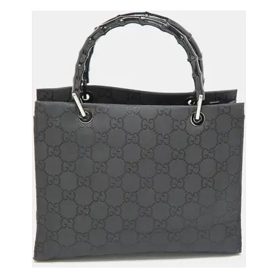 Gucci Black GG Nylon Bamboo Tote