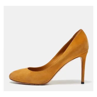 Gucci Mustard Yellow Suede Round Toe Pumps Size