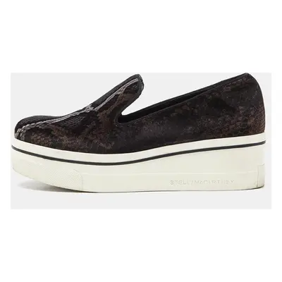 Stella McCartney Brown/Black Velvet Binx Star Platform Slip On Sneakers Size