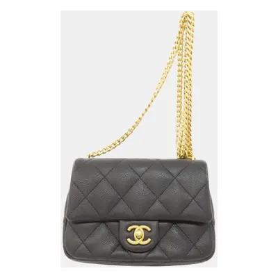 Chanel Caviar Skin Chain Shoulder Coco Mark Bag